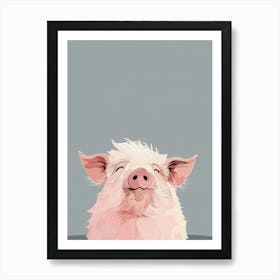 Pig On Grey Art Print