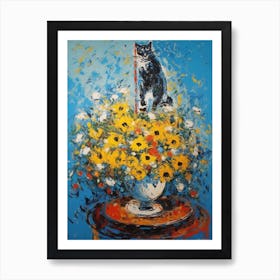 Delphinium With A Cat 4 Abstract Expressionism  Art Print
