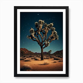  Photograph Of A Joshua Trees At Night  In A Sandy Desert 3 Art Print