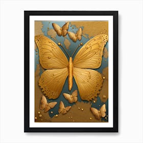 Gold Butterflies Art Print