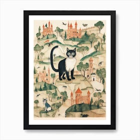 Cats With Medieval Castles Art Print