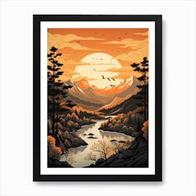 Sunset In The Mountains 24 Art Print