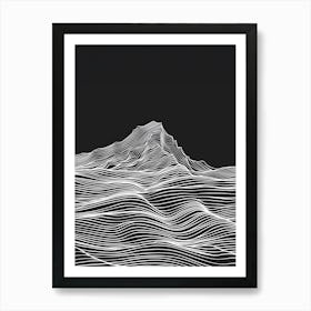 Scafell Mountain Line Drawing 4 Art Print