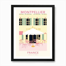 Montpellier, France, Flat Pastels Tones Illustration 2 Poster Art Print