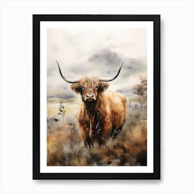 Highland Cow Under The Story Sky 2 Art Print
