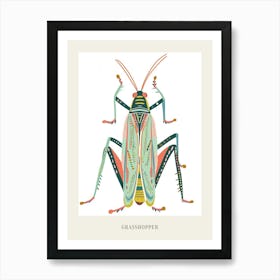 Colourful Insect Illustration Grasshopper 11 Poster Art Print