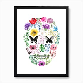 Skull Flowers Art Print