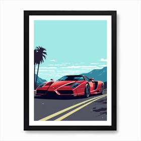 A Ferrari Enzo In The French Riviera Car Illustration 3 Art Print