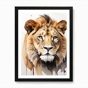 Lion Watercolor Painting 1 Art Print