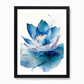 Blue Lotus Watercolour 3 Art Print