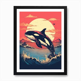 Orca Whale Screen Print Style  1 Art Print