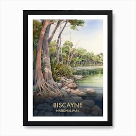 Biscayne National Park Watercolour Vintage Travel Poster 4 Art Print