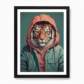 Tiger Illustrations Wearing A Hoodie 2 Art Print