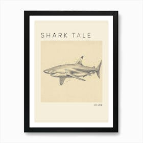 Vintage Shark Pencil Illustration 4 Poster Art Print