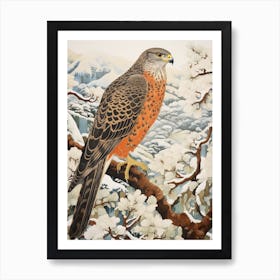 Winter Bird Painting Falcon 1 Art Print