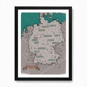 Vintage Map Of Germany Art Print