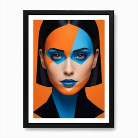 Geometric Fashion Woman Portrait Pop Art Orange (21) Art Print