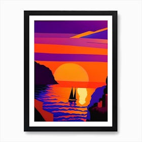 Geometric Boat Sunrise Art Print