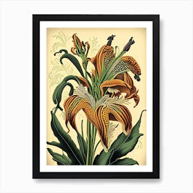 Tiger Lily 1 Floral Botanical Vintage Poster Flower Art Print