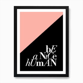 Be a Nice Human Art Print