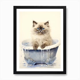 Birman Cat In Bathtub Bathroom 1 Art Print