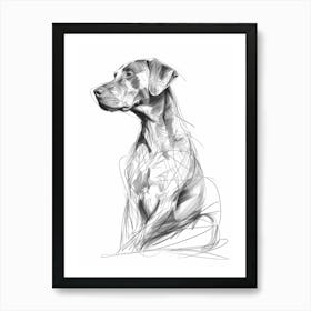 Rhodesian Ridgeback Dog Charcoal Line Art Print