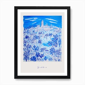 Gubbio Italy Blue Drawing Poster Art Print