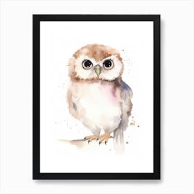 Baby Owl Watercolour Nursery 3 Art Print