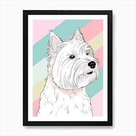 West Highland White Terrier Dog Pastel Line Illustration 1 Art Print