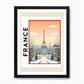 Retro Winter Stamp Poster Paris France 1 Art Print