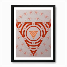Geometric Abstract Glyph Circle Array in Tomato Red n.0124 Art Print