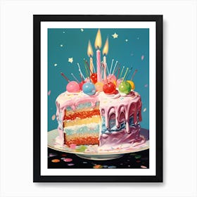 Cake With Frosting Vintage Cookbook Style 2 Art Print