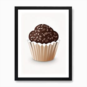 Double Chocolate Chip Muffin Bakery Product Neutral Abstract Illustration Flower Art Print