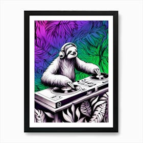 C A Sloth Dj V1 1 Art Print