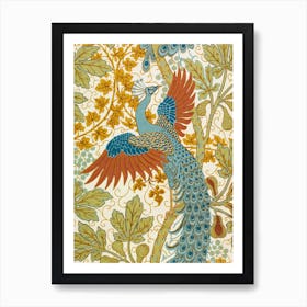 Fig And Peacock (Red), Walter Crane Art Print