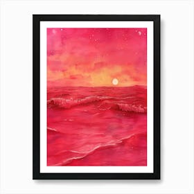 Pink Ocean Sunset Art Print