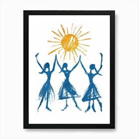 Three Girls Dancing In The Sun Art Print