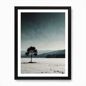 Lone Tree In The Snow Art Print