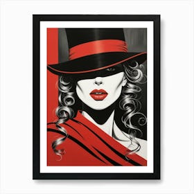 Lady In Red Hat 1 Art Print