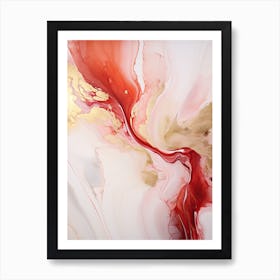 Red, White, Gold Flow Asbtract Painting 1 Art Print
