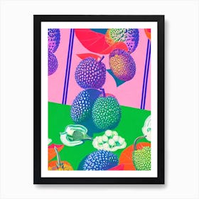 Durian 1 Risograph Retro Poster Fruit Art Print