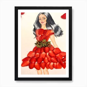 Lady In Strawberry Dress Art Print