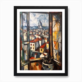 Window View Of Paris Of In The Style Of Cubism 3 Art Print