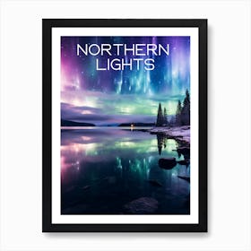 Colourful Finland Northern Lights travel poster Art Print2 Art Print