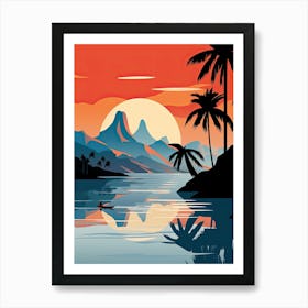 Bora Bora French, Polynesia, Bold Outlines 1 Art Print