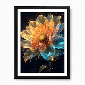 Flower With Flames Art Print