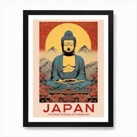 The Great Buddha Of Kamakura, Visit Japan Vintage Travel Art 1 Art Print