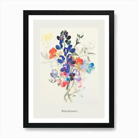 Bluebonnet 6 Collage Flower Bouquet Poster Art Print