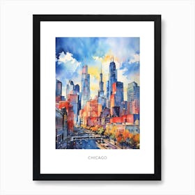 Chicago Watercolour Travel Poster Art Print