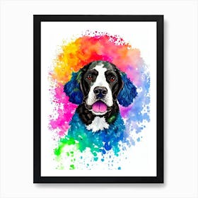 American Water Spaniel Rainbow Oil Painting Dog Art Print